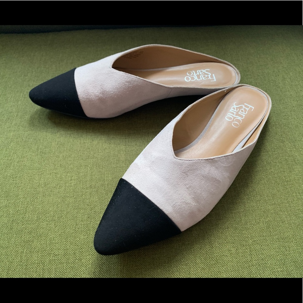 Franco Sarto two tone suede slides